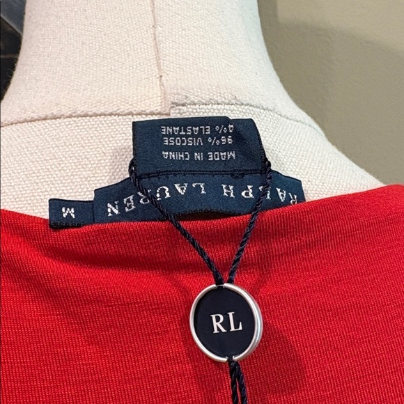 Ralph Lauren Red Long Sleeve Maxi Jersey Wrap Tie Dress size Medium - Picture 9 of 10